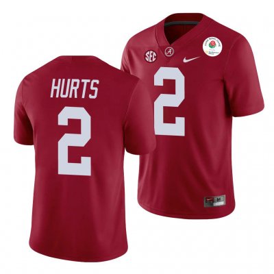 Men's Alabama Crimson Tide #2 Jalen Hurts 2021 Rose Bowl Crimson NCAA College Football Jersey 2403KJHW2